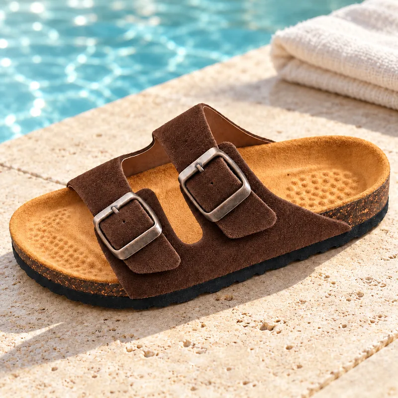 Deux brides en daim, coloris Marron, en situation